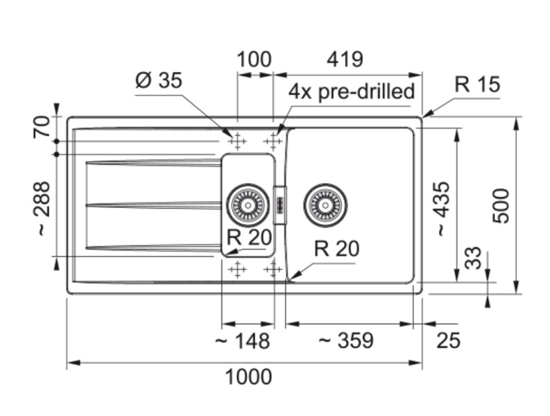 Evier 1 1/2 bassin Franke CNG651MB1 detail 1