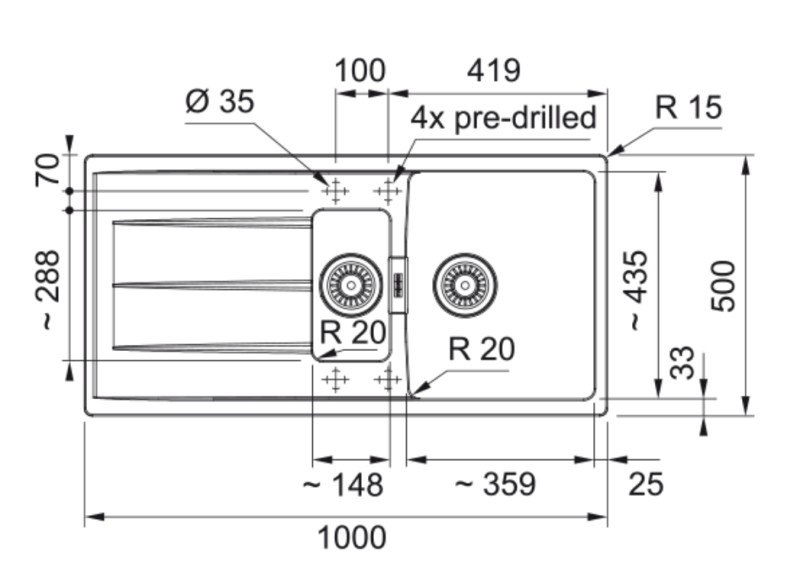 Anderhalve spoelbak Franke CNG651LG1 detail 1