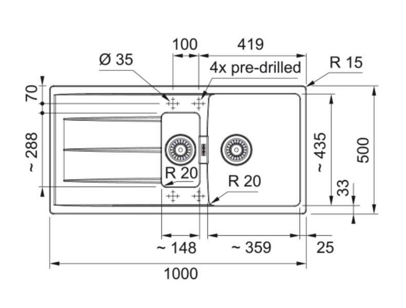 Evier 1 1/2 bassin Franke CNG651KR1 detail 1