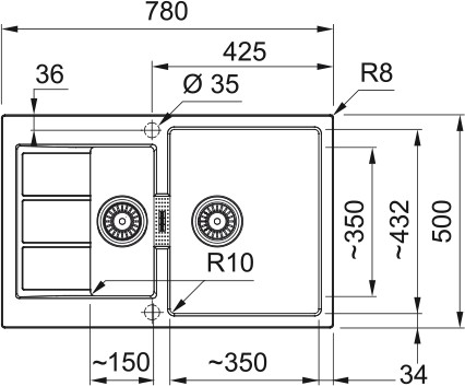 Evier 1 1/2 bassin Franke S2D651PW1 detail 1