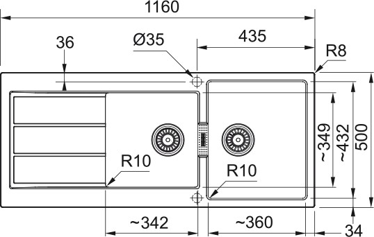 Evier 1 1/2 bassin Franke S2D621PW1 detail 1