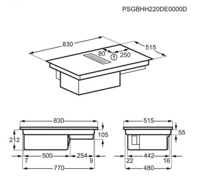 Taque de cuisson avec hotte intégrée AEG CCE84779CB// detail 7