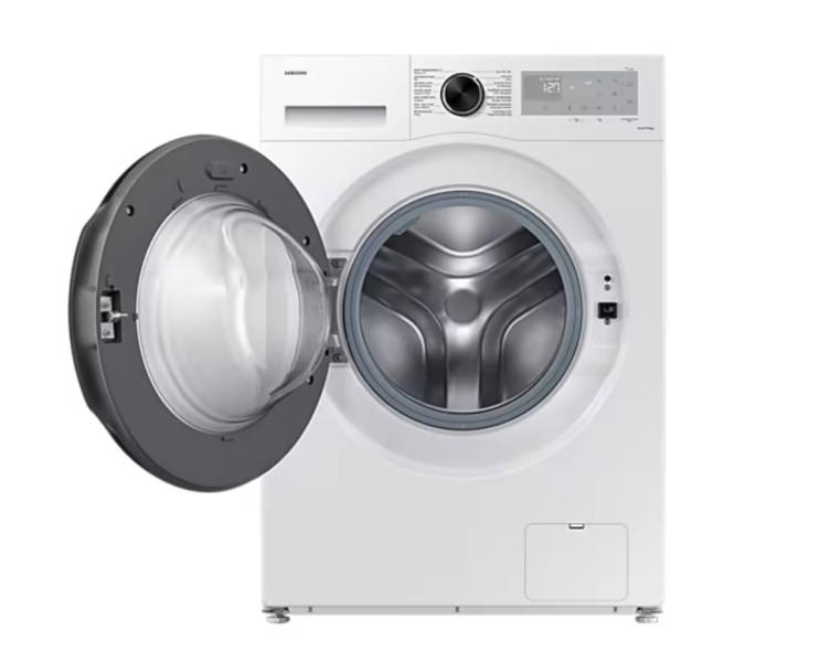 Wasmachine Samsung WW91CGC04AAH/knop/zwarte deur detail 2