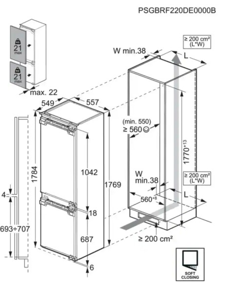 Combiné réfrigérateur/congélateur intégrable AEG TSC8M181BC/! detail 1