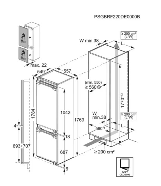 Combiné réfrigérateur/congélateur intégrable AEG NSC8M181BC detail 5