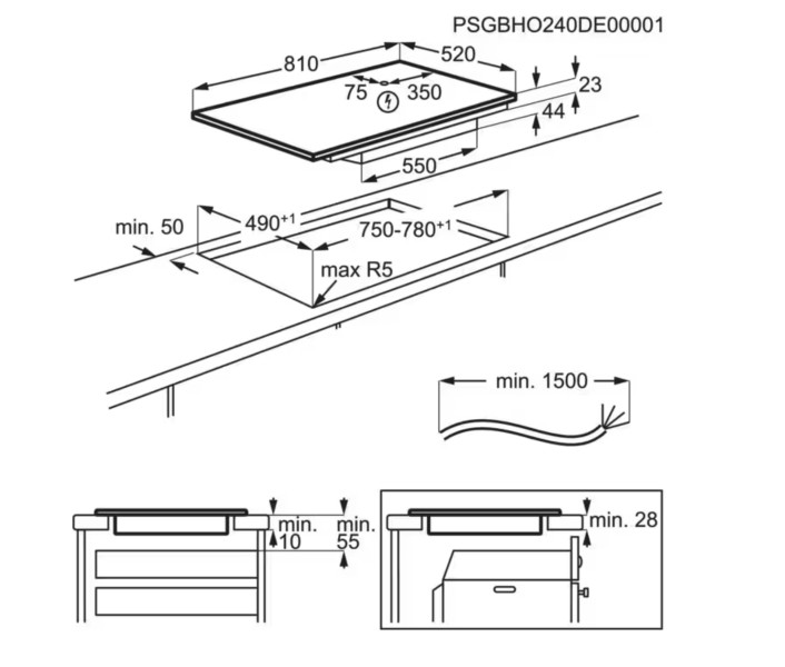 Taque de cuisson induction AEG TII84B00FZ/saphirmatt zwart detail 2