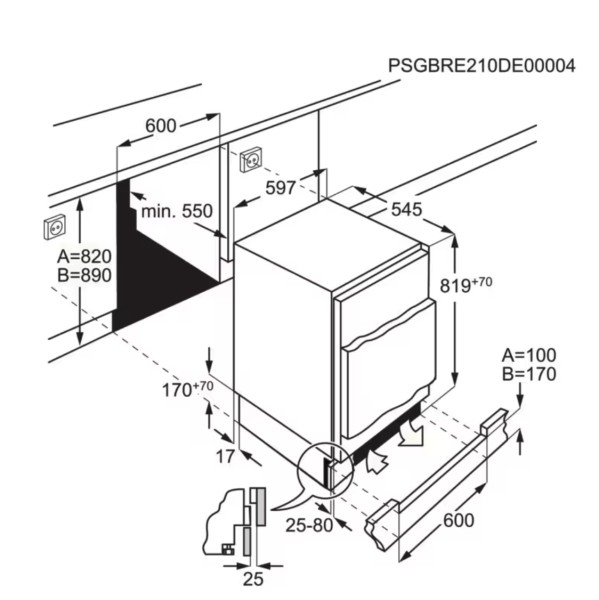 Koelkast inbouw onder werkblad AEG OSF6I82EF detail 1