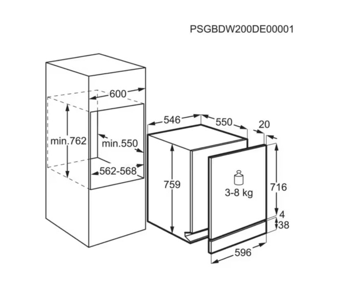 Lave-vaisselle pour armoire colonne AEG FSE63307P/+kolomkast detail 3