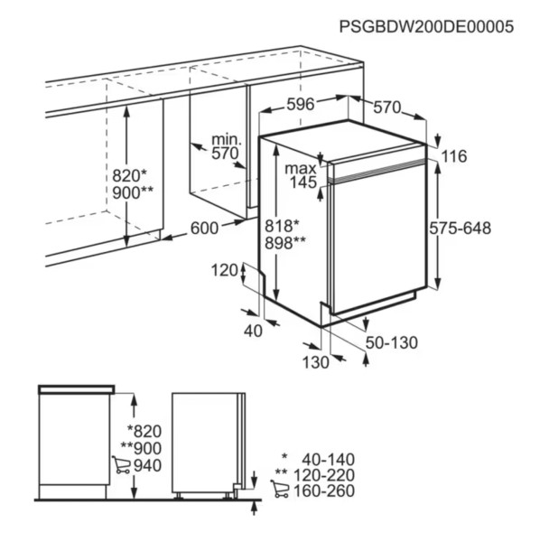 Vaatwasser integre. 60cm frontbediening AEG FEE83806PM/ComfortLift-- detail 3