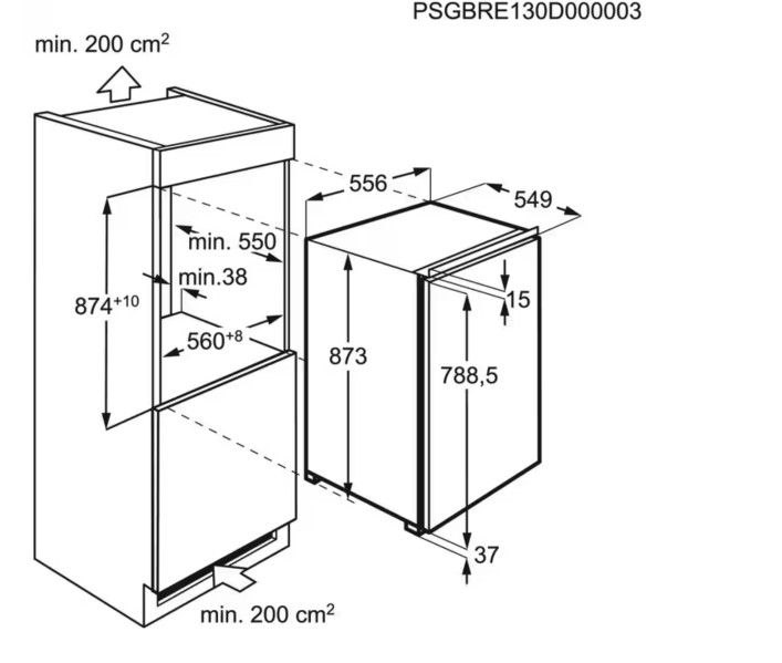 Frigo intégrable hauteur 88cm AEG NSK50881DF detail 2