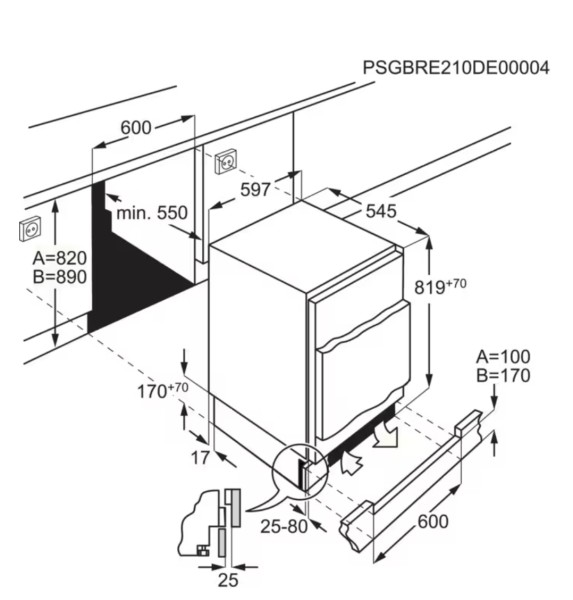Koelkast inbouw onder werkblad AEG OSK6I82EF detail 2