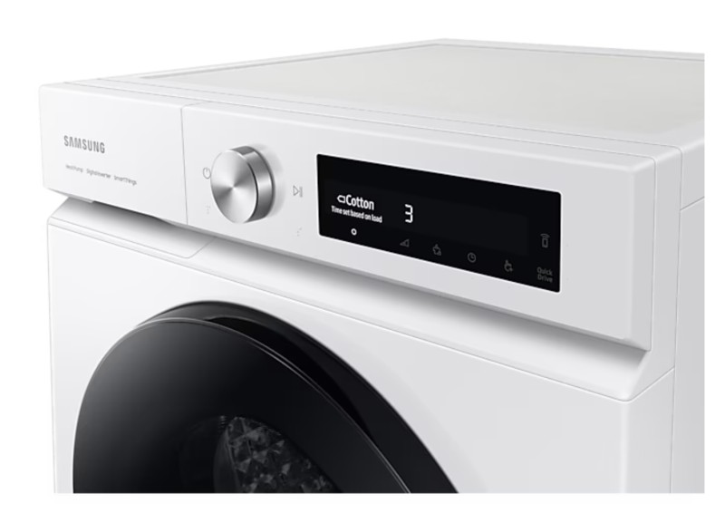 Droogkast Samsung DV90BB7445GWS2/zwarte deur detail 2