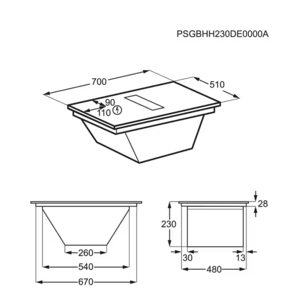 Taque de cuisson avec hotte intégrée AEG NCH74B01CB detail 3