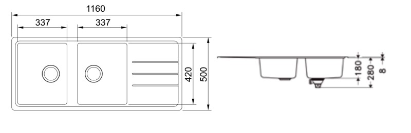Evier 2 bassins Franke JDS621AW1 vooraanzicht