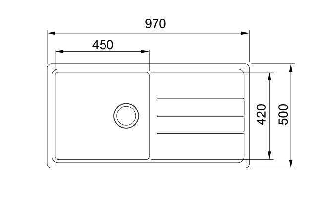Enkele spoelbak Franke JDS611AW1 vooraanzicht