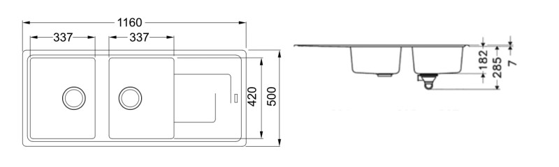 Dubbele spoelbak Franke TTD621GP1 detail 1