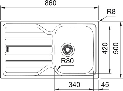 Enkele spoelbak Franke FLX6111 detail 1