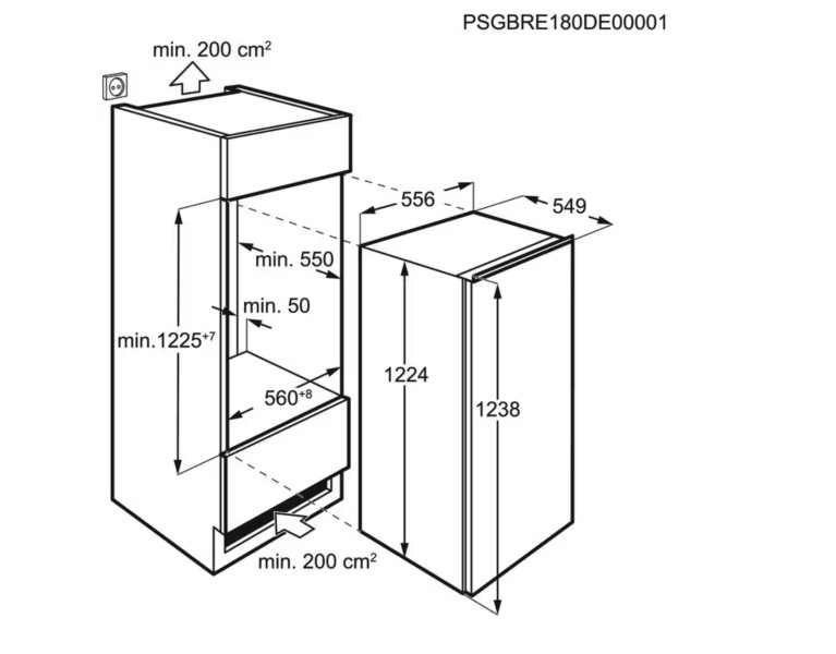 Koelkast inbouw 122 cm hoog AEG TSF5O12EF detail 3