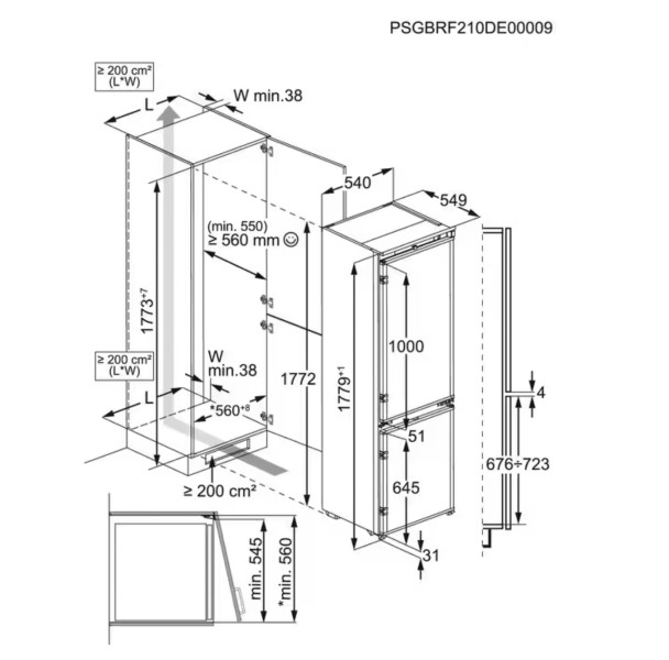 Koelvriescombinaties inbouw AEG OSC6N181ES detail 5