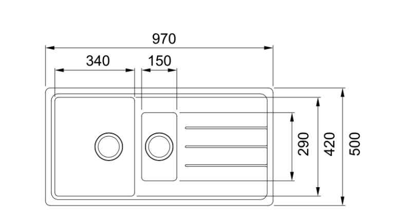 Anderhalve spoelbak Franke JDS651GP1 detail 1