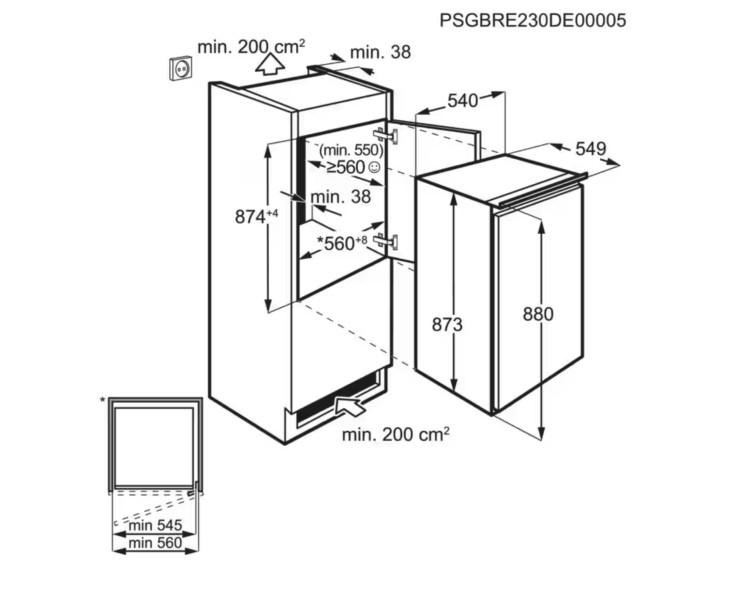 Frigo intégrable hauteur 88cm AEG TSK5O88ES detail 3