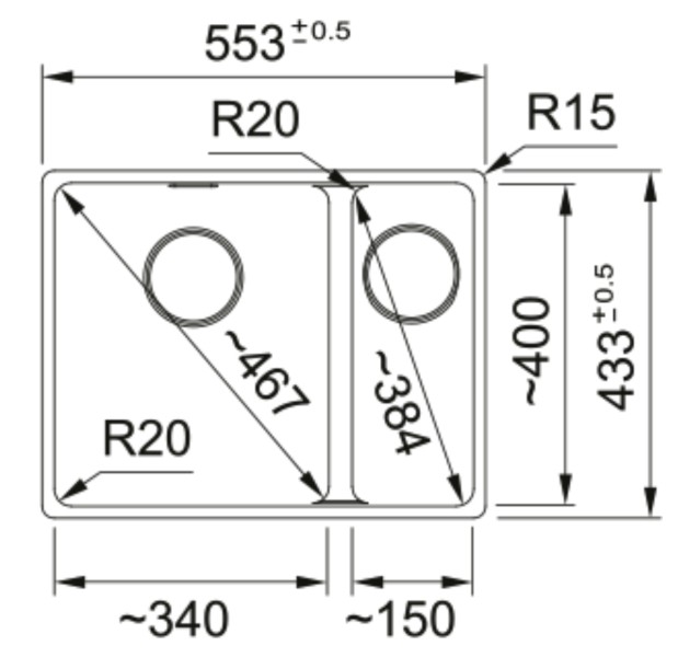 Dubbele spoelbak Franke MRG160LGL1 detail 1