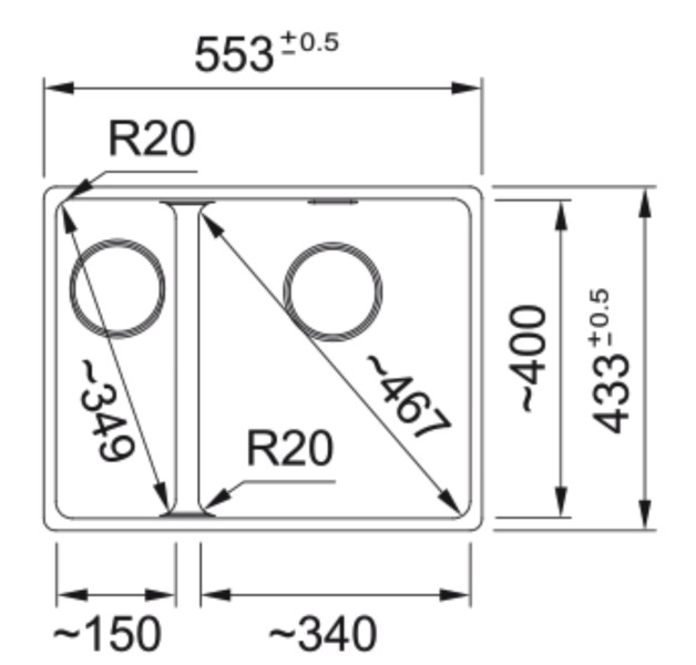 Evier 2 bassins Franke MRG160LGR1 detail 1