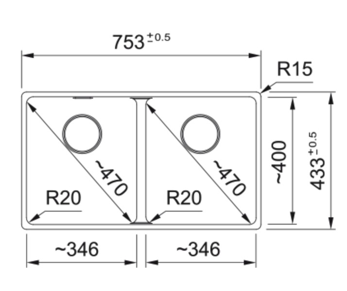 Dubbele spoelbak Franke MRG120LG1 detail 1
