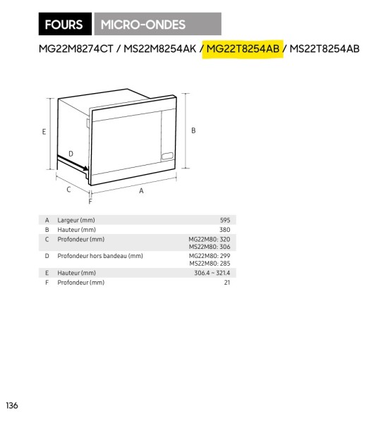 Microgolfoven inbouw met grill Samsung MG22T8254AB / ZWART detail 3