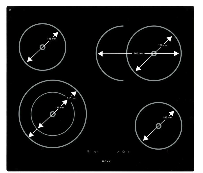 Kookplaat vitrokeramisch Novy 1102 / Novy Vitrokeramisch detail 1
