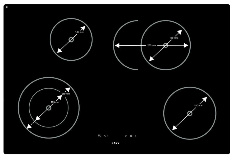 Kookplaat vitrokeramisch Novy 1112 / Novy Vitrokeramisch detail 1