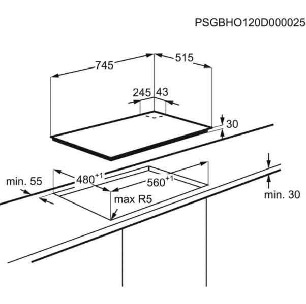 Taque de cuisson au gaz AEG HGB75423UZ detail 3