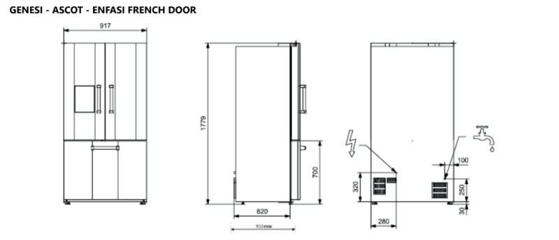 Side/Side + 3 et 4 portes STEEL CUCINE AQFR-9F detail 1