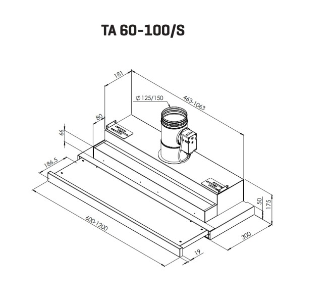 Dampkap zonder motor Venduro TA90/SINOX detail 1
