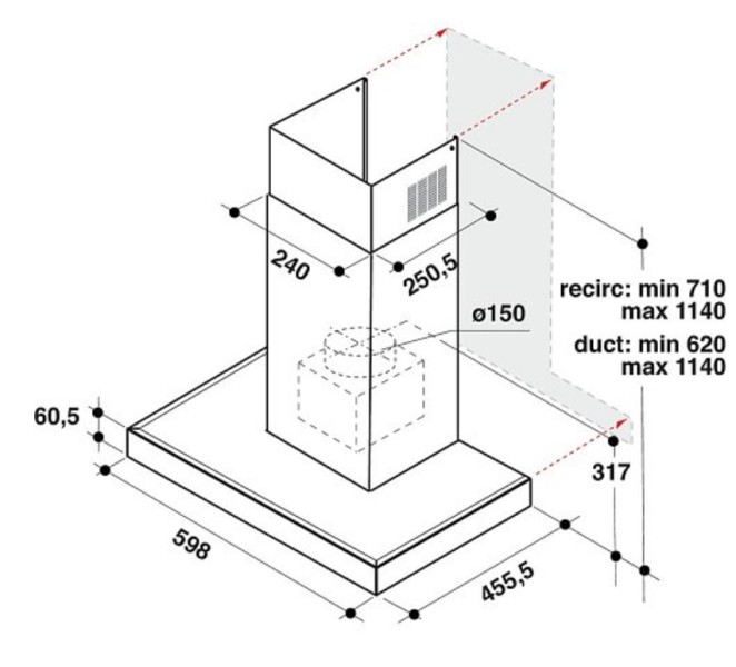 Hotte cheminée Whirlpool WHBS62FLTK detail 4