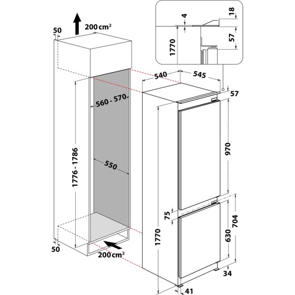 Combiné réfrigérateur/congélateur intégrable Whirlpool WHC18T514 detail 3