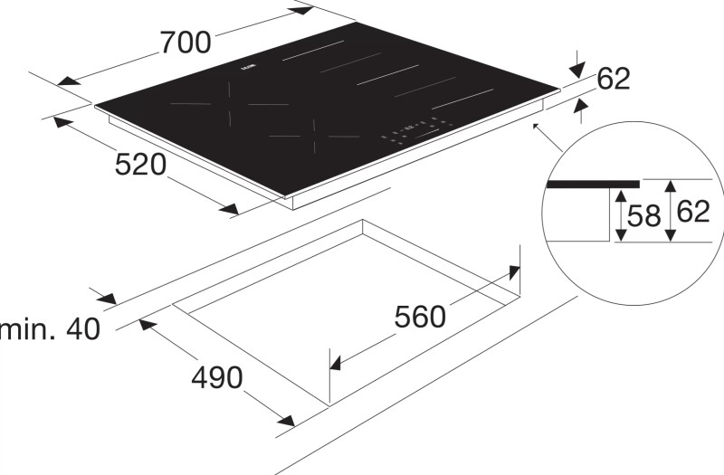 Taque de cuisson induction Etna/by Atag KIF370ZT detail 3