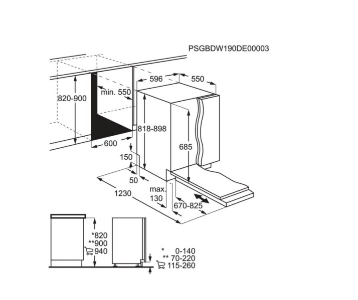 Vaatwasser volledig integreerbaar 60cm AEG FSE76607P detail 5
