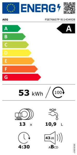 Vaatwasser volledig integreerbaar 60cm AEG FSE76607P detail 6