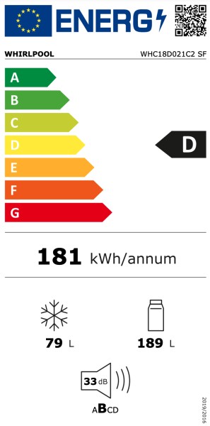 Combiné réfrigérateur/congélateur intégrable Whirlpool WHC18D021C2SF detail 6