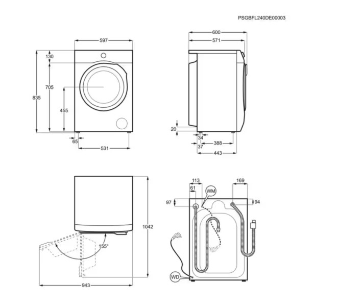 Wasmachine AEG LR85U844/zwarte deur detail 4