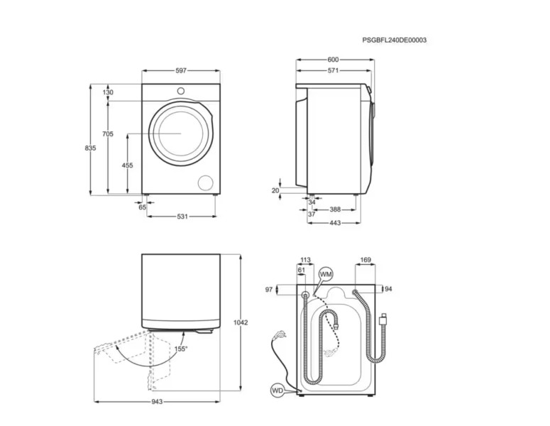 Was en droog combinatie AEG LWR73R842/was droog detail 3