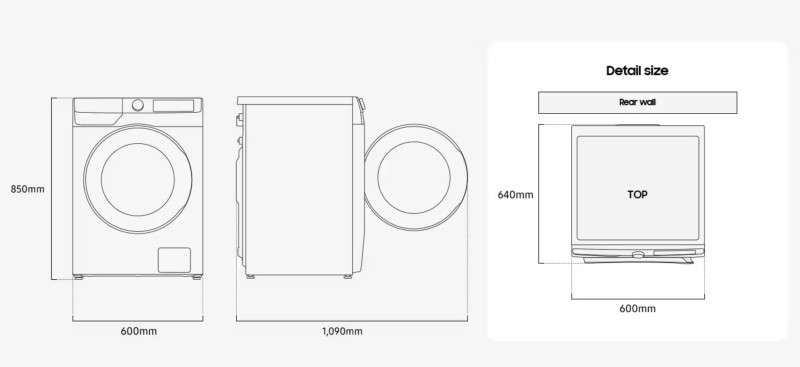 Machine à laver Samsung WW90DG6U25LEU3/zwarte deur detail 3