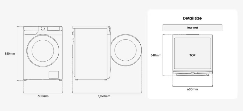 Wasmachine Samsung WW90DG6U85LKU3/zwarte deur detail 3