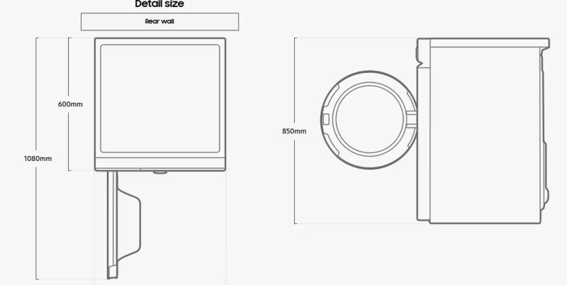 Droogkast Samsung DV90BB7445GES2//zwarte deur detail 4