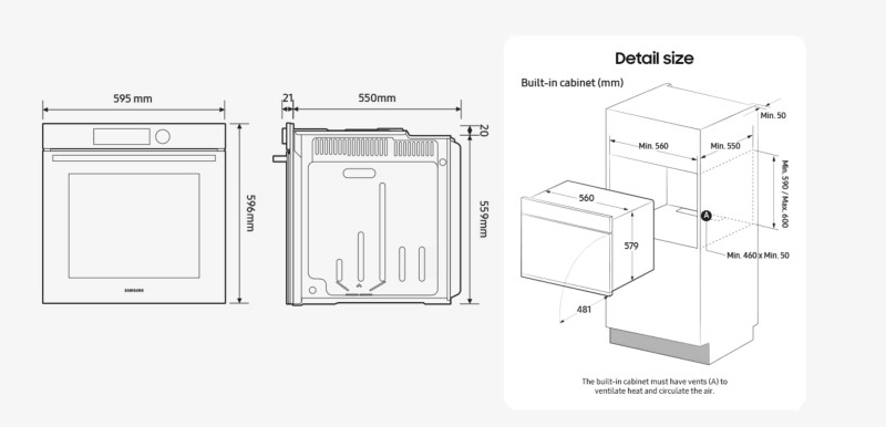 Multifunctie oven Samsung NV7B6675CCK / ZWART ONYX detail 3