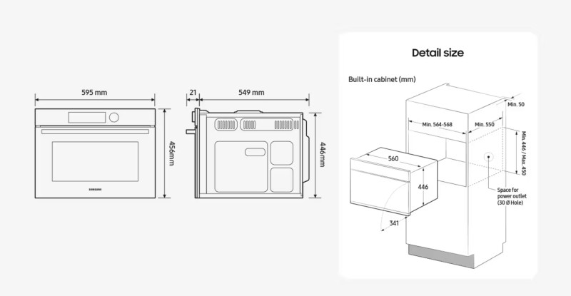 Combi : oven + microgolf Samsung NQ5B6753CAK / ZWART ONYX detail 3