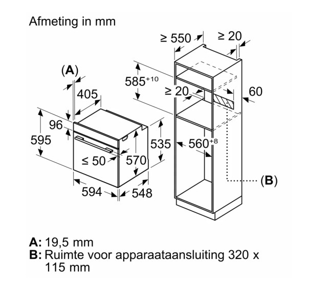 Four air pulsé/multifonction Siemens HB537GES3/zwart detail 3