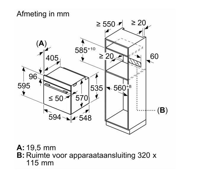 Four air pulsé/multifonction Siemens HB578GES7/zwart detail 5