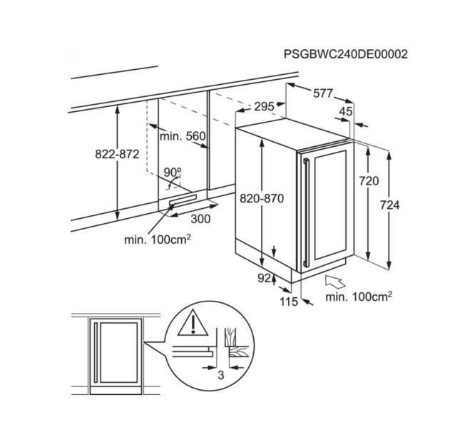 Wijnkast inbouw AEG AWUS020B5B detail 3